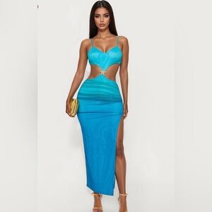 Fashion Nova Oceana Ombre Mesh Maxi Dress - Blue/combo
Worn once